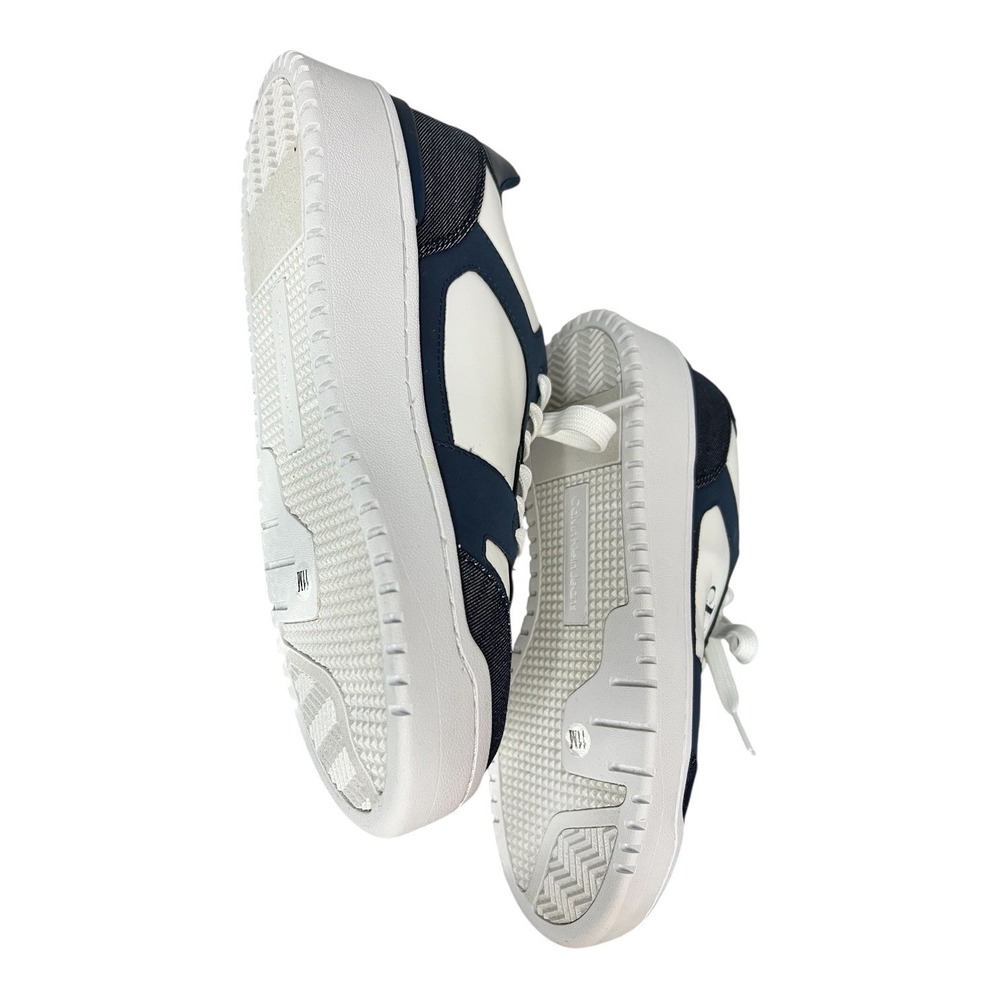 Calvin Klein Men's White Navy Leather Suede‎ Trim Low Top Sneakers Size 11W - Picture 6 of 9